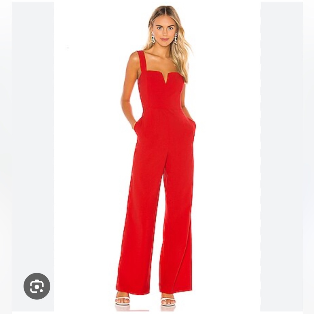 BCBG MaxAzria scarlet color bustier jumpsuit